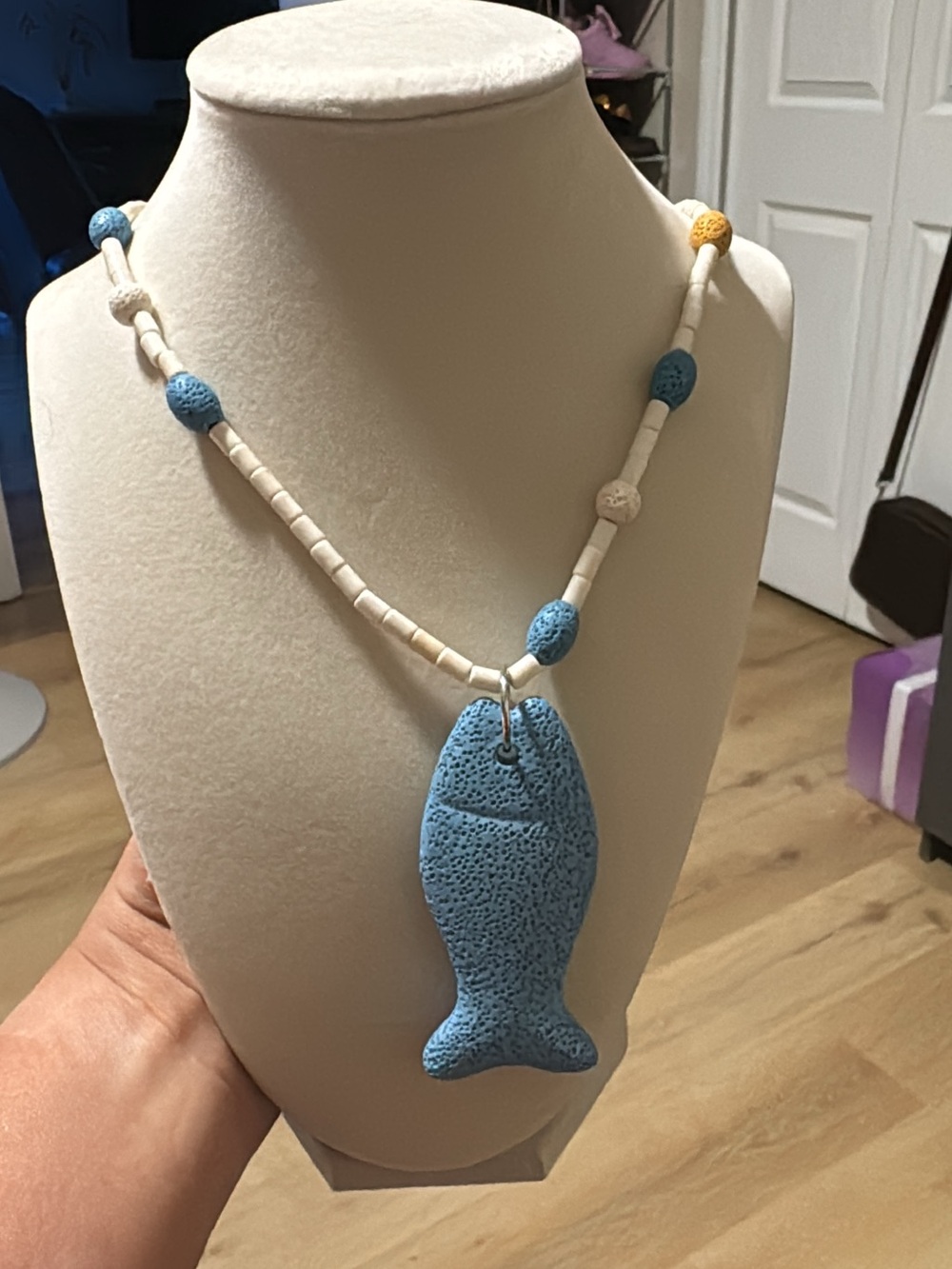 Blue Fish Pendant Necklace